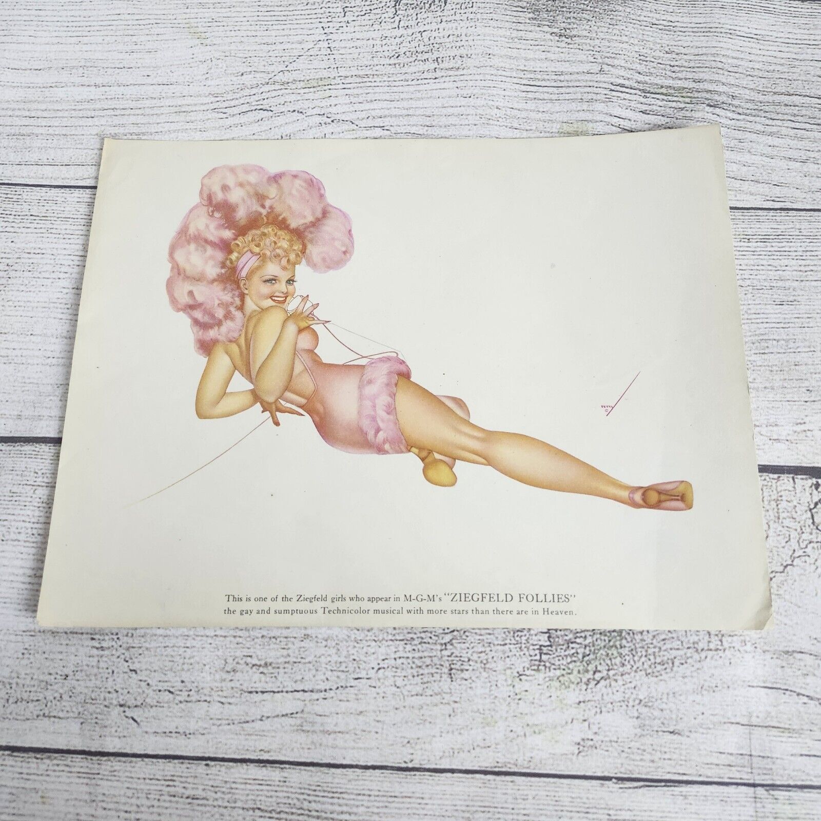 Vtg 1940s George Petty Ziegfeld Follies Pinup Girl Art Print 8.5x11 Lucille Ball