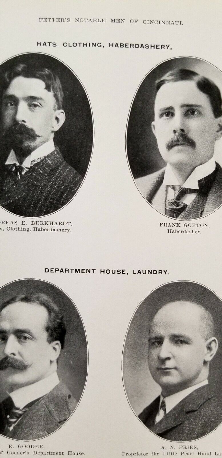 Notable Cincinnati Men of 1903 Photos HATS  Burkhardt Gofton Gooder Fries D8