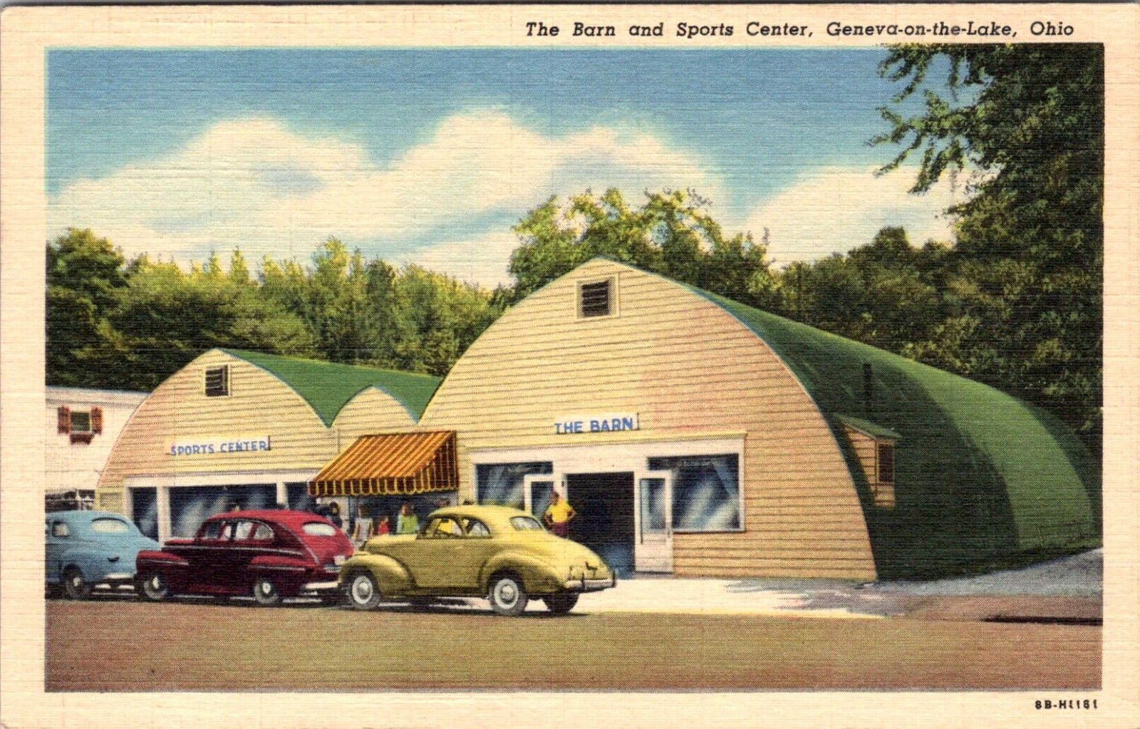 Geneva-on-the-Lake Ohio OH The Barn Sport Center 1940s Cars Postcard