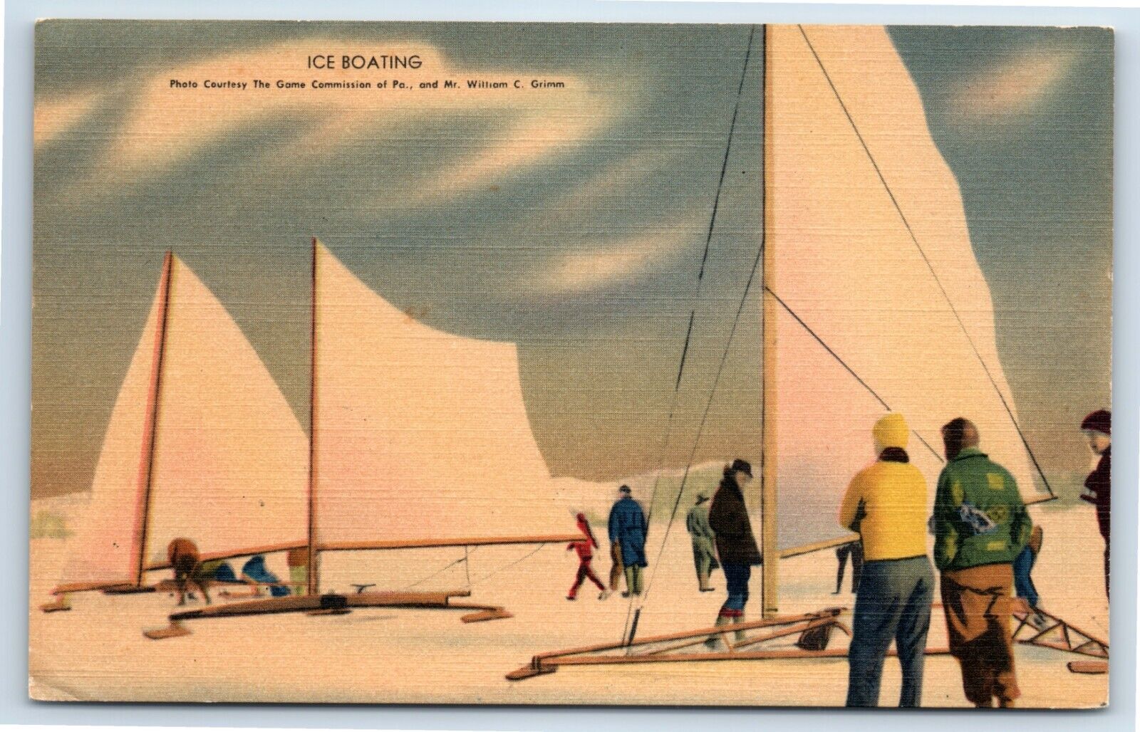 Postcard - Ice Boating from the Game Commission of Pennsylvania