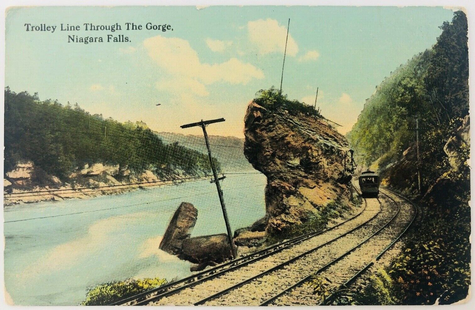 Vintage Niagara New York Niagara Falls Trolley Line Through The Gorge Postcard