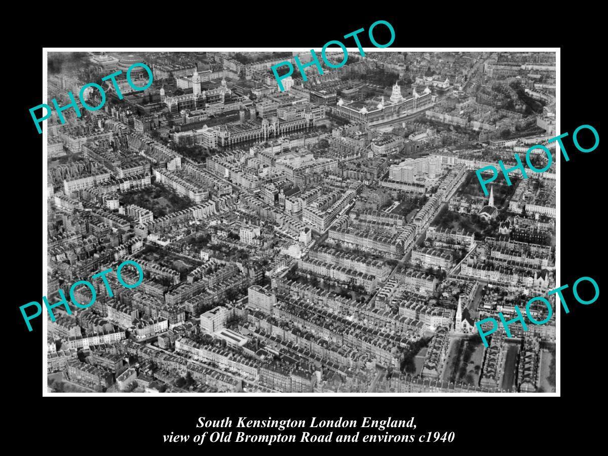 OLD LARGE HISTORIC PHOTO SOUTH KENSINGTON LONDON ENGLAND DISTRICT AERIAL c1940
