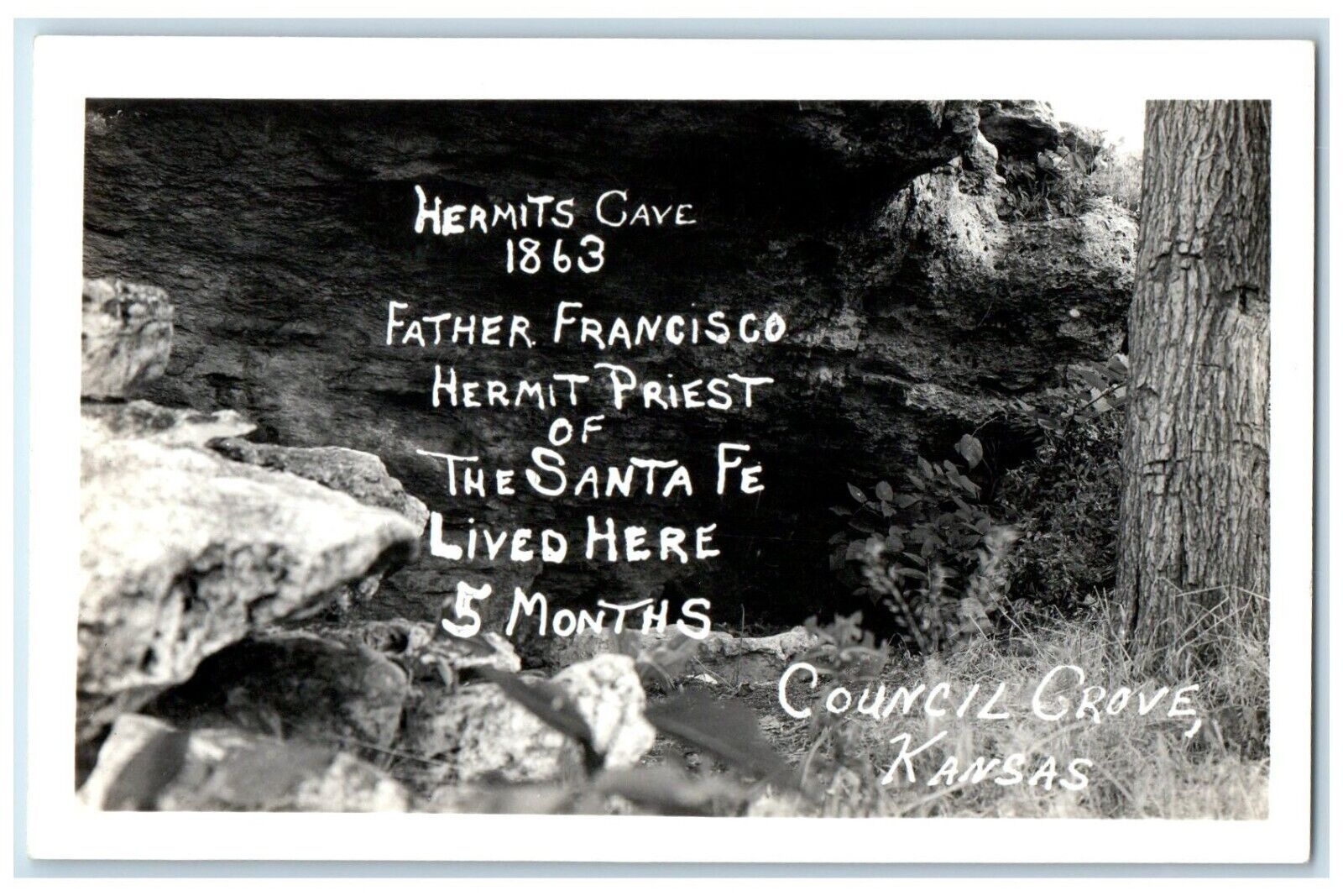 c1940\'s View Of Hermits Cave Council Grove Kansas KS RPPC Photo Vintage Postcard