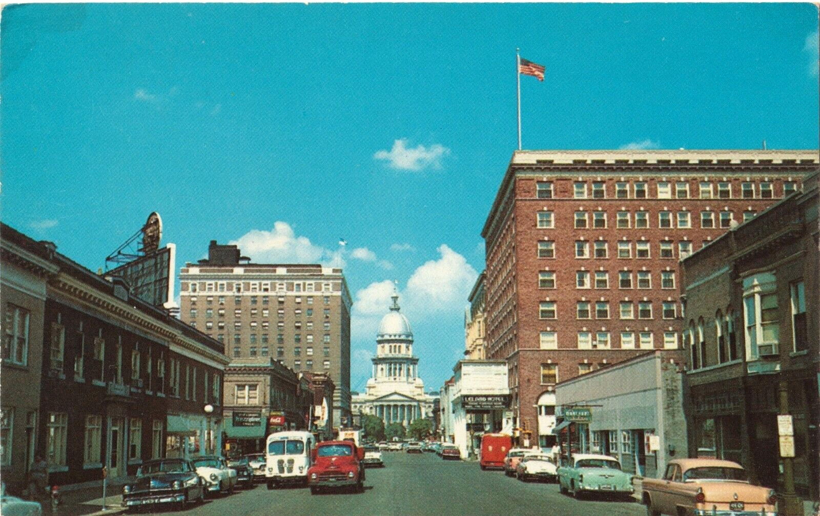 Capitol Avenue-Springfield, Illinois IL-unposted vintage postcard
