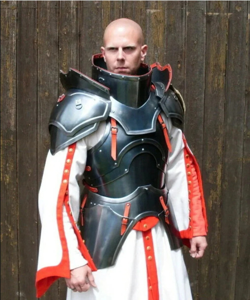 Medieval Knight Black Suit Of Armor Combat Half Body Armor Wearable Costume