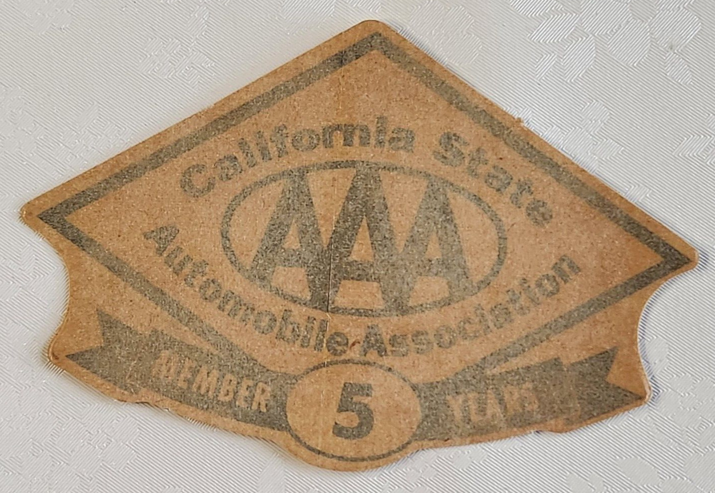 1960s AAA California State Automobile Association 5 Year Member Emblem Decal
