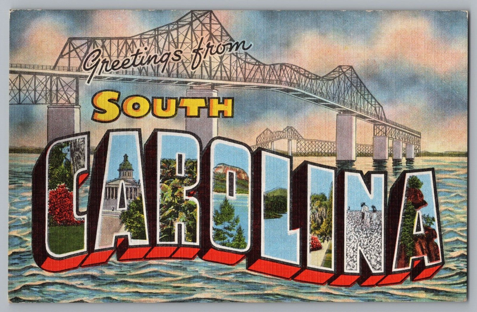Postcard Greetings From South Carolina, Large Letter