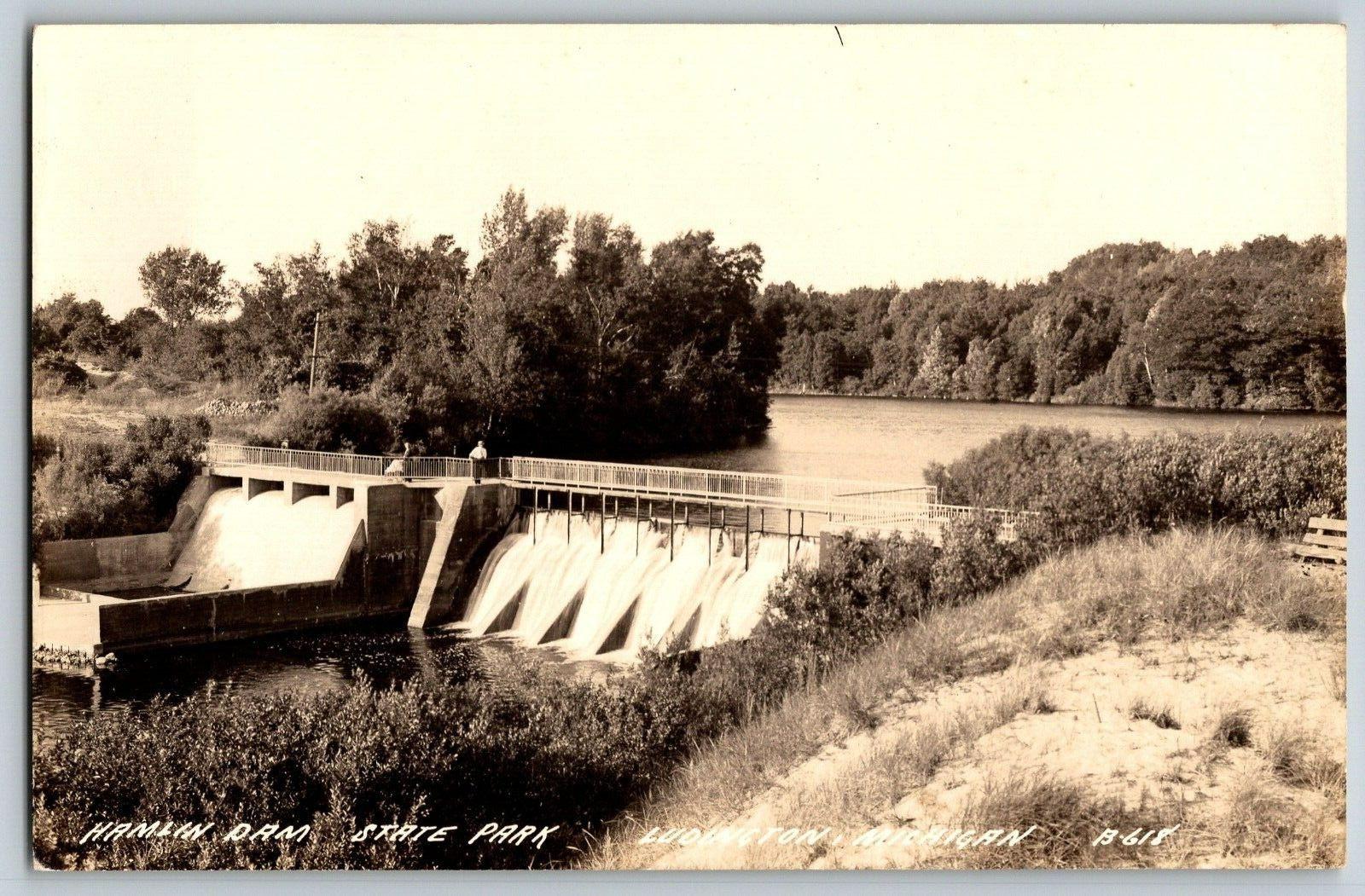 RPPC Real Photo Postcard - Ludington Hamlin Dam State Park c1930-1950 - Unposted