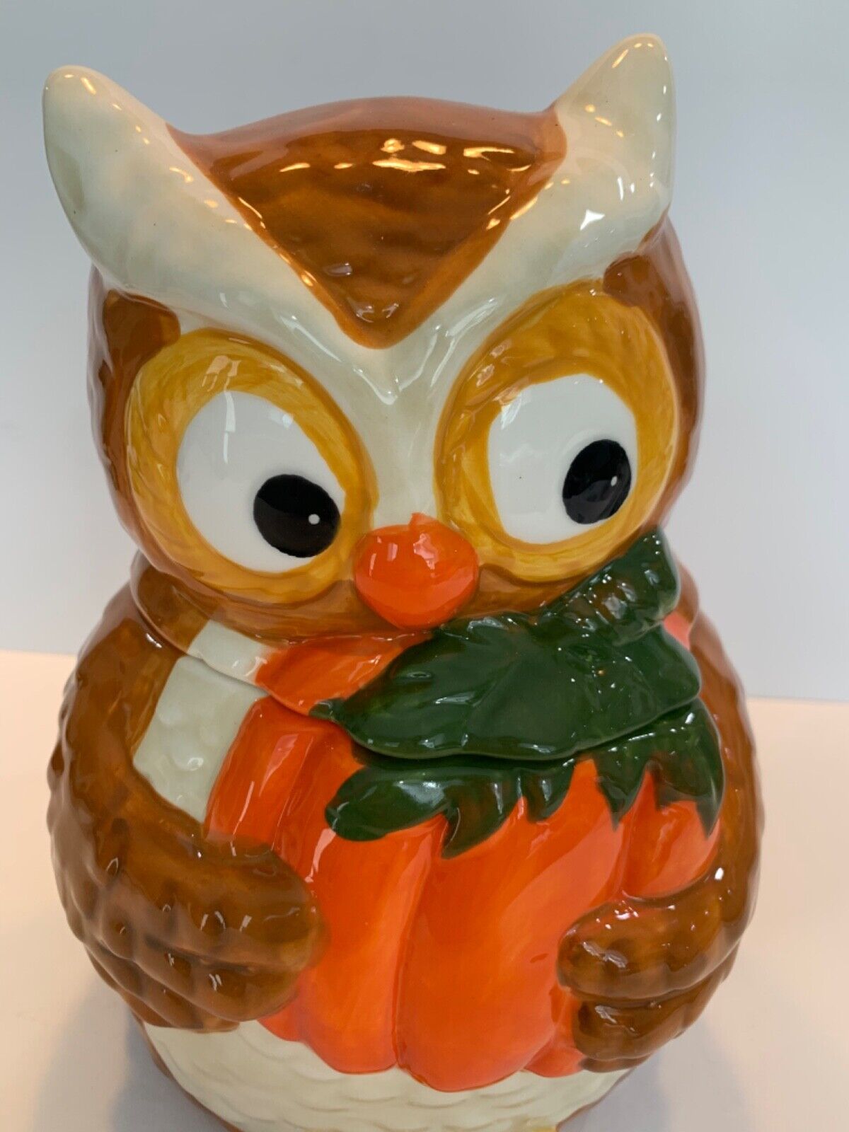 Vtg David’s Cookies Owl Pumpkin Collectible Cookie Jar 10\