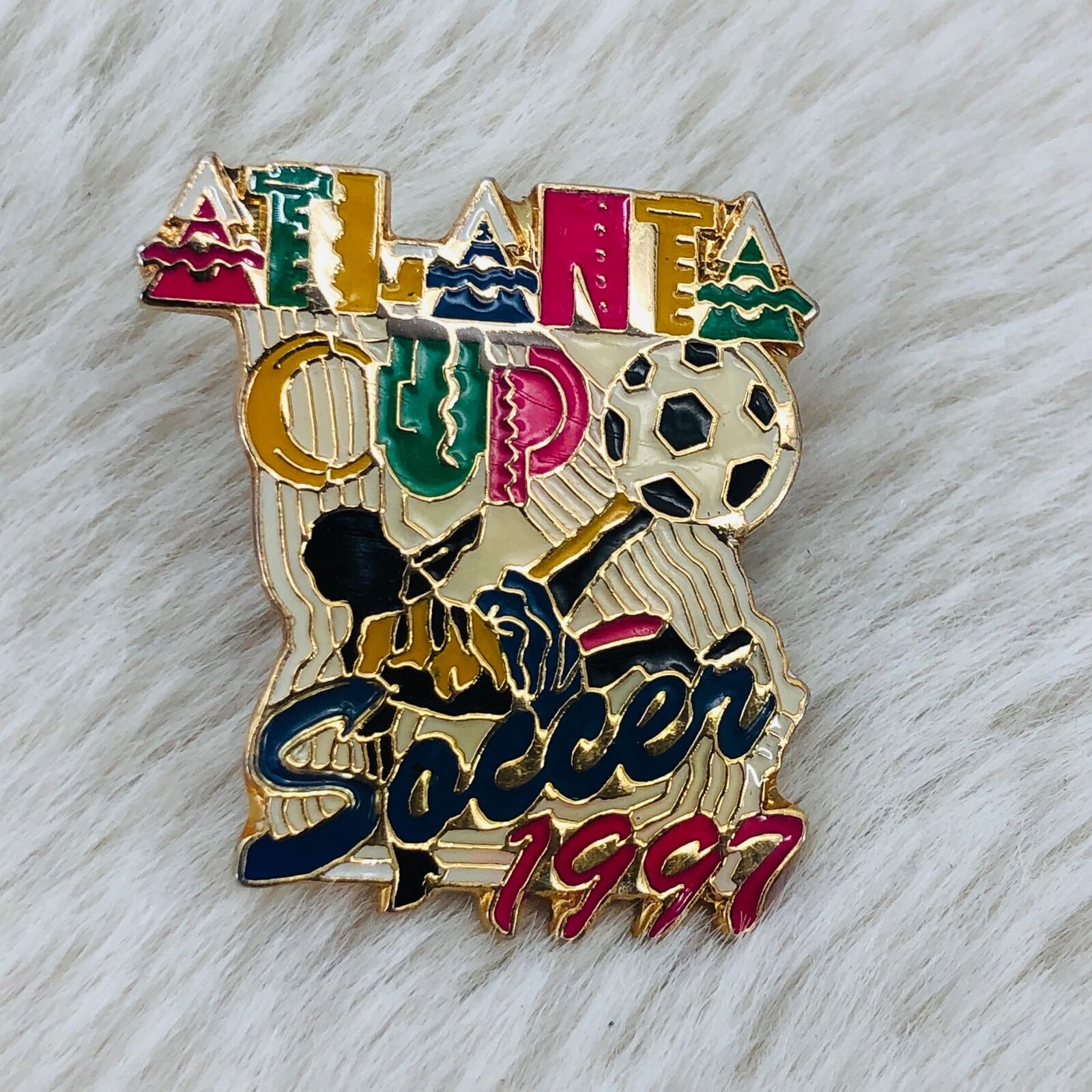 Vtg 1997 Atlanta Cup Youth Soccer Tournament Souvenir Enamel Lapel Bag Pin