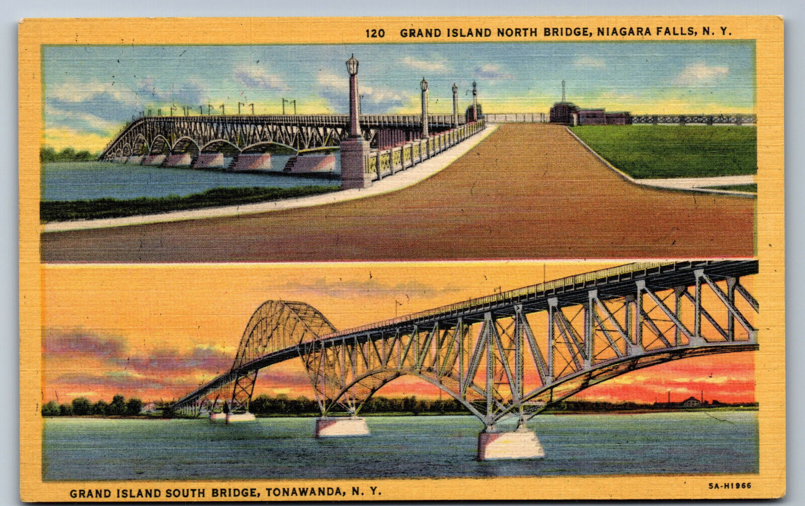 Postcard New York NY c.1935 Grand Island North and South Bridges Tonawanda AD8