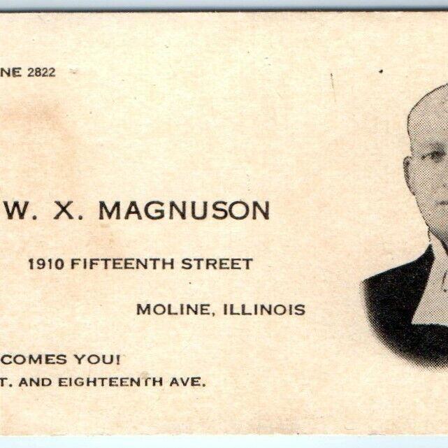 1940s Moline, Ill Salem Lutheran Church Business Trade Card Reverend Magnuson C5