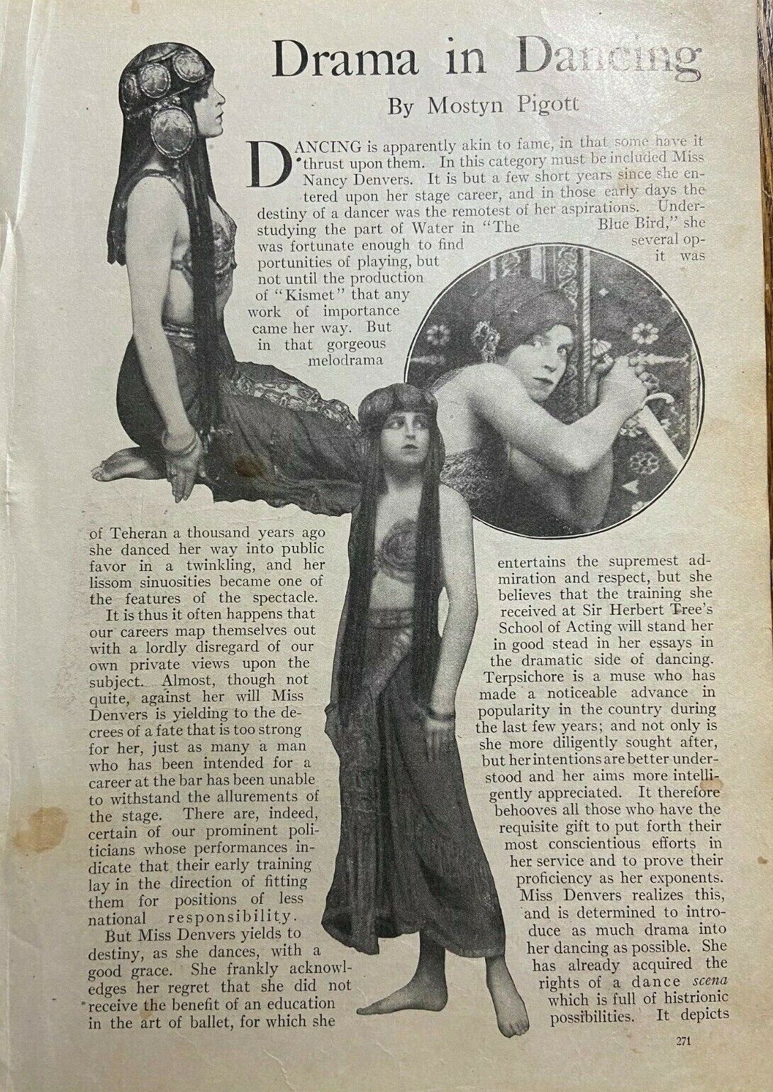 1912 Actress / Dancer Nancy Devers illustrated