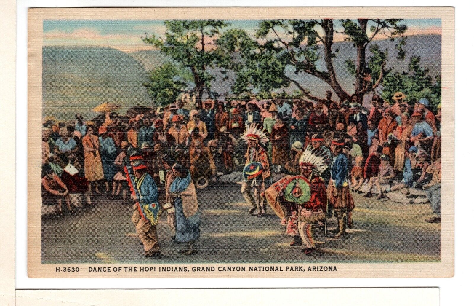 1940s Grand Canyon Fred Harvey Linen Postcard Dance Of The Hopi Indians-PP10