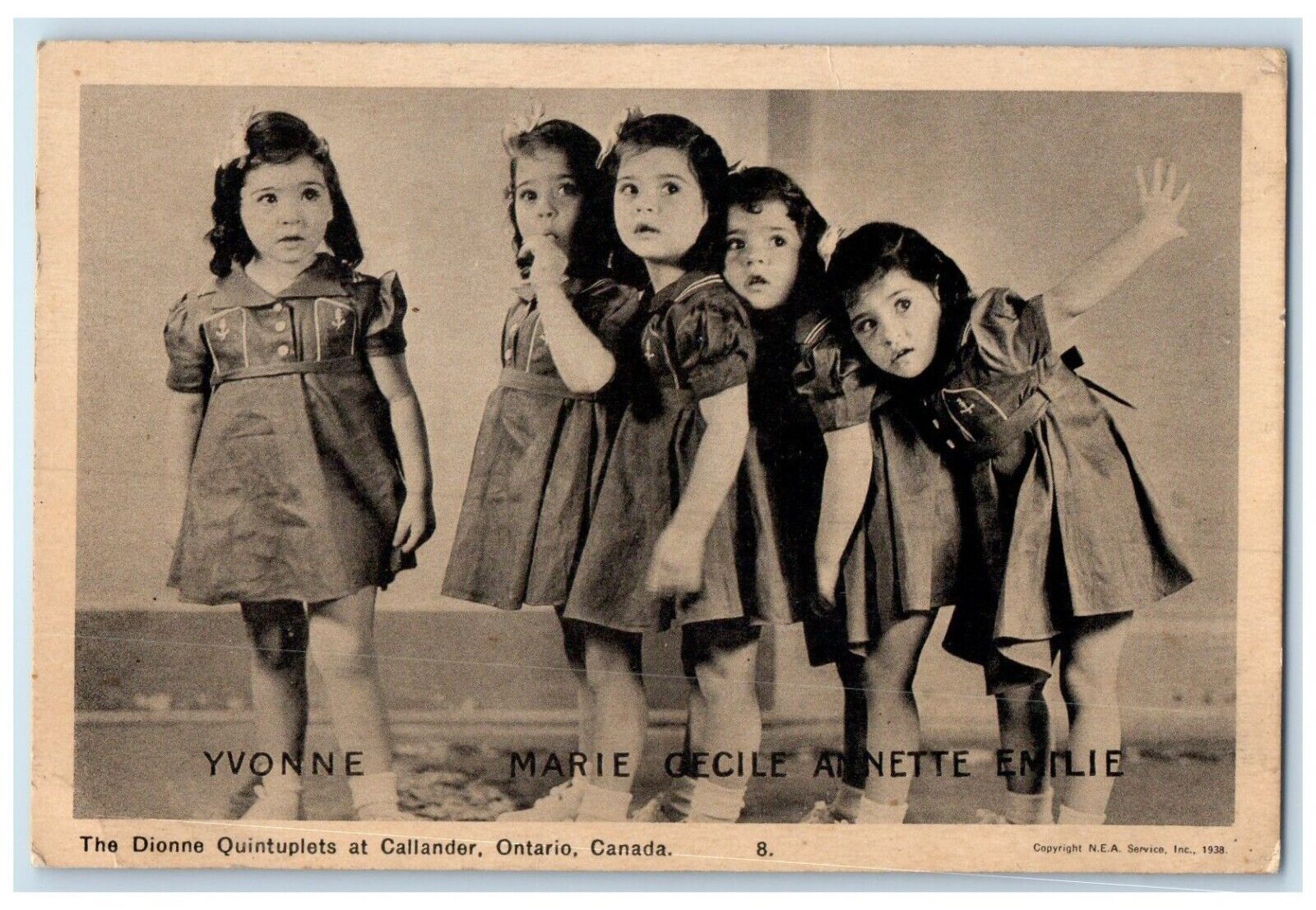 1938 The Dionne Quintuplets At Callander Ontario Canada Posted Vintage Postcard