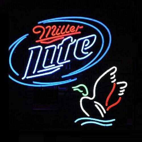Miller Lite Flying Duck Neon Sign Home Bar Pub Restaurant Cave Wall Decor 19x15