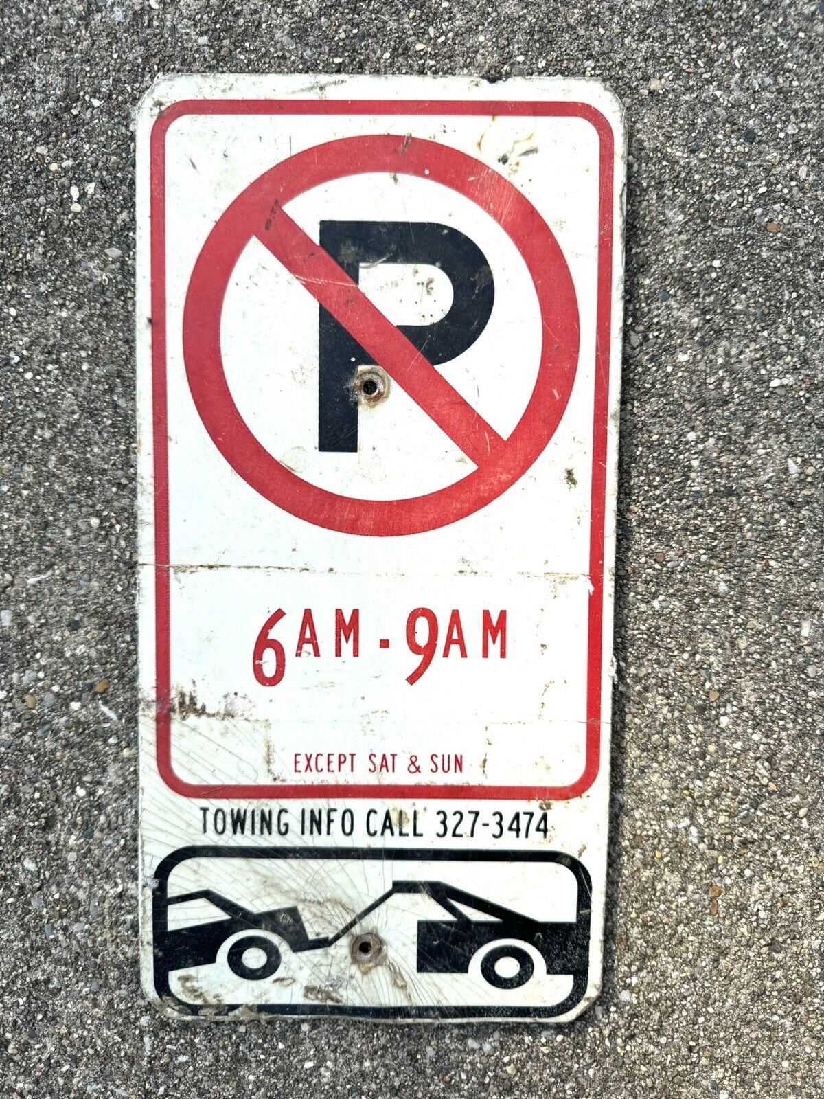 Vintage Antique No Parking Tow Zone Metal Sign 12”x6” RARE HTF