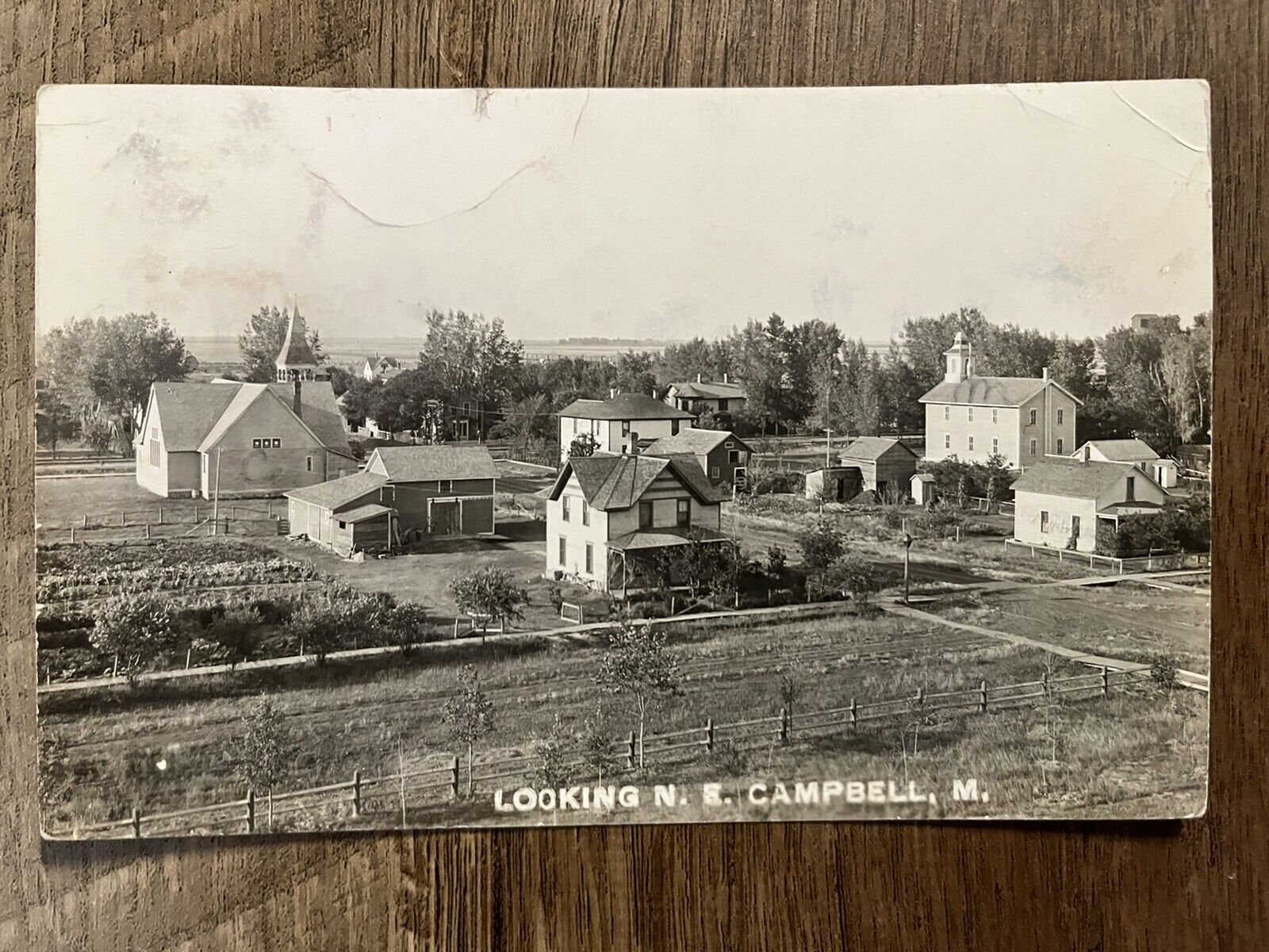 1912 Birds Eye View, Campbell, MN - Posted Antique Real Photo Postcard RPPC