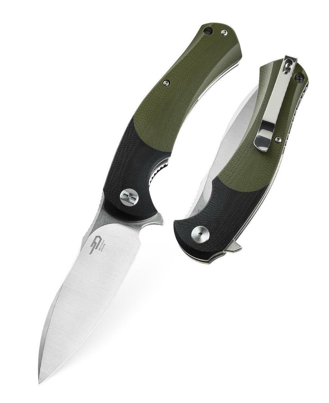 Bestech Knives Penguin Linerlock Black/Green G10 Folding D2 Steel Knife 32A