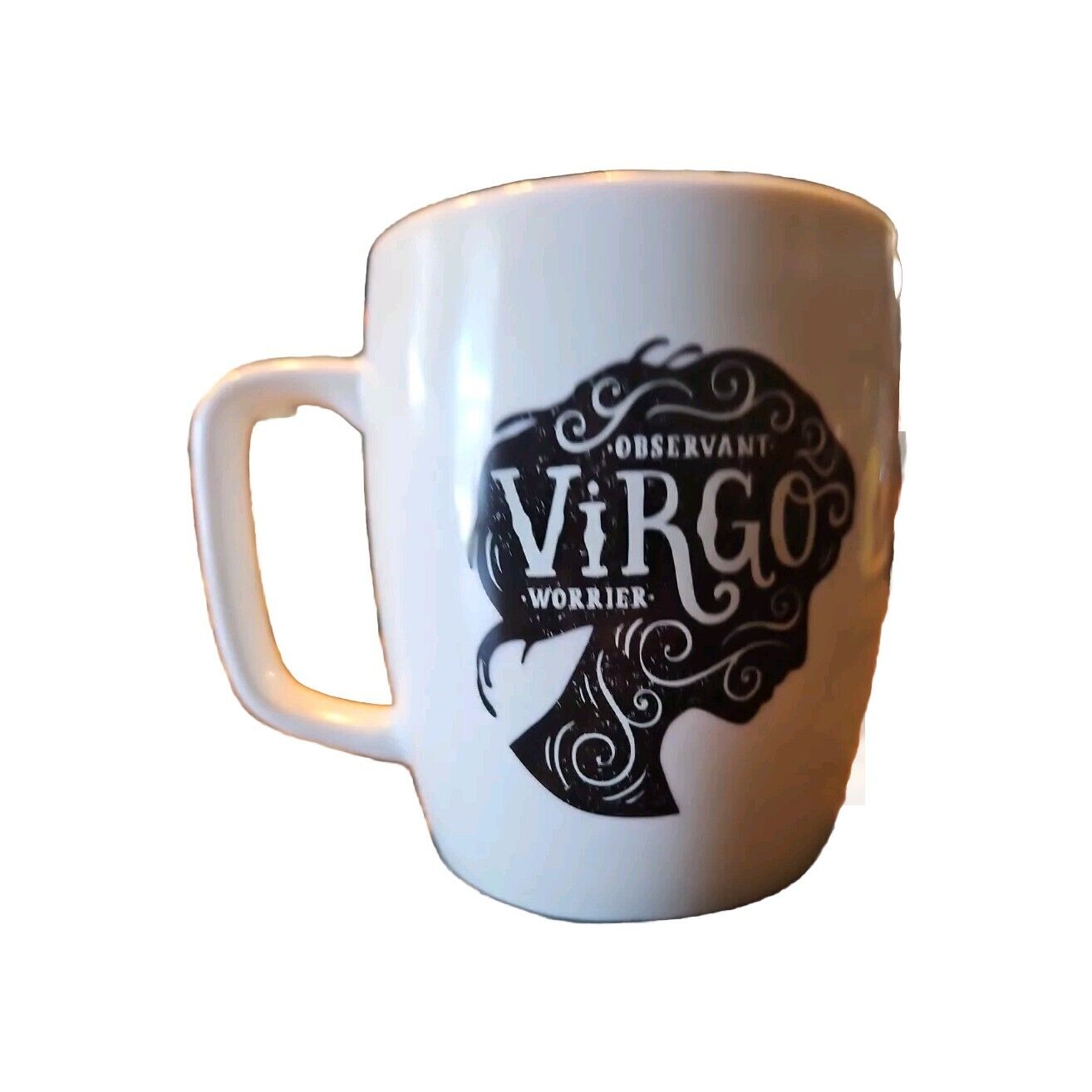 Threshold Virgo Porcelain Mug 16oz White N Black Observant Worrier Astrology 