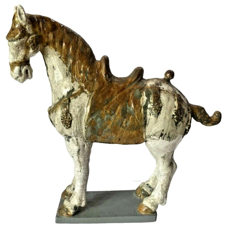 Sarreid Ltd Mid-Century 16” Designer Art Pottery Chinese War Horse with Label