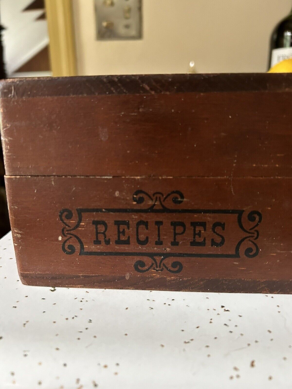 Vintage Large Granny Decor  Wood Recipe Box w/Lid Farmhouse
