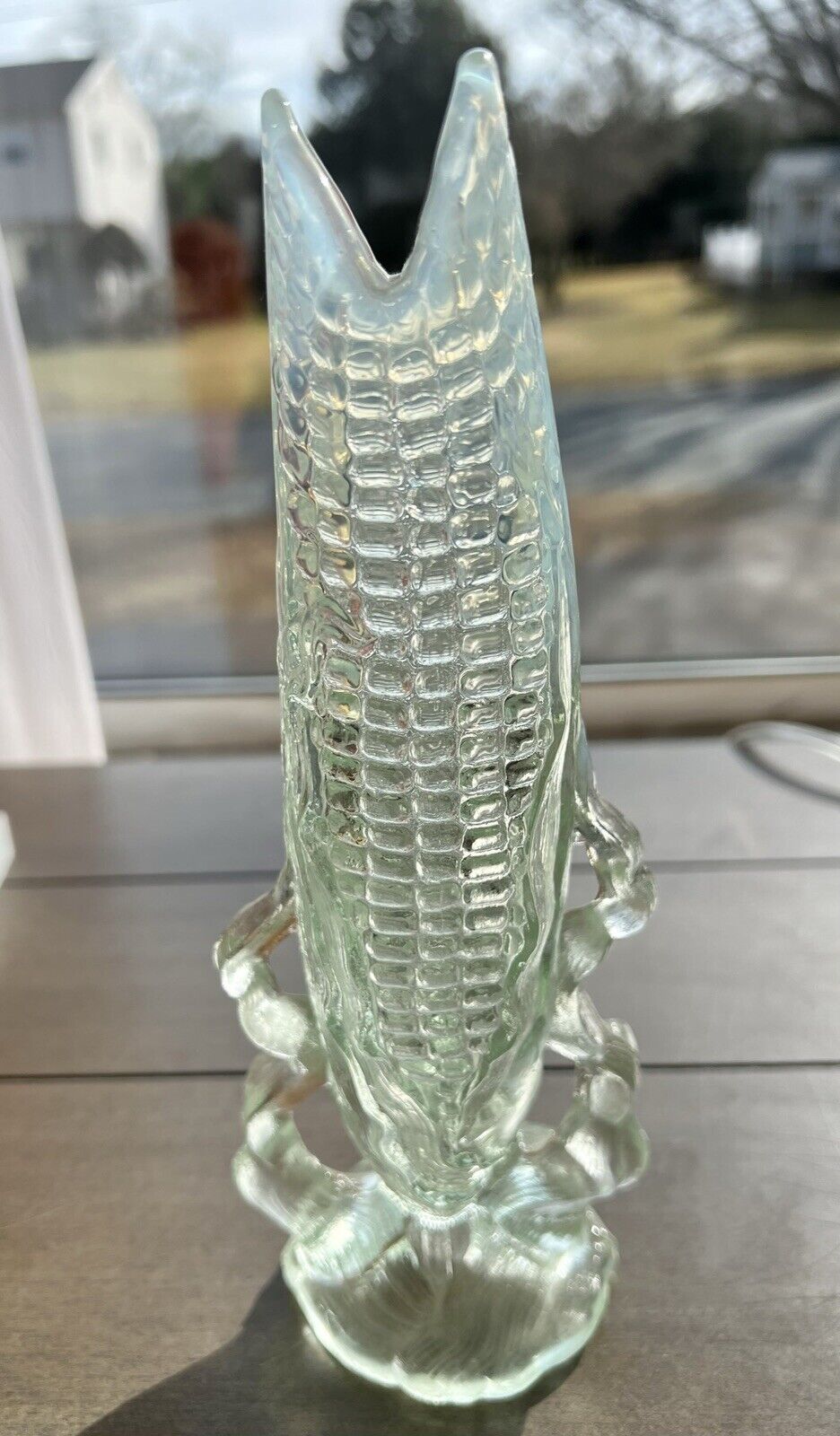 Norwood-Dugan White Opalescent Corn Vase 1910-1912