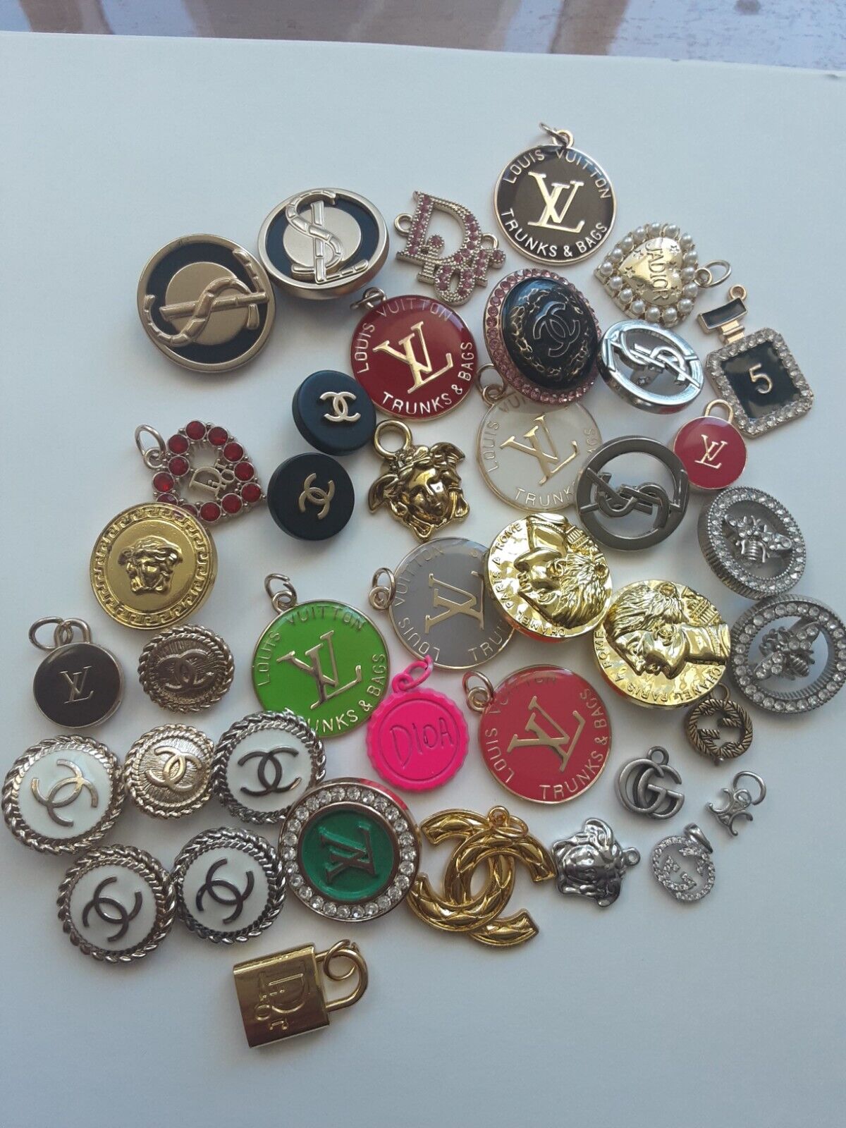 YSL Dior Versace Gucci Celine Zipper Pull buttons mix lot of 42  mix