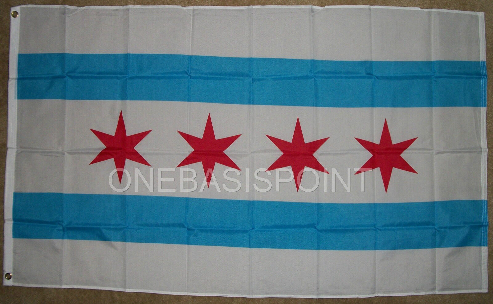 3\'x5\' Chicago Windy City Flag Outdoor Banner Illinois Four Red Stars Huge 3x5