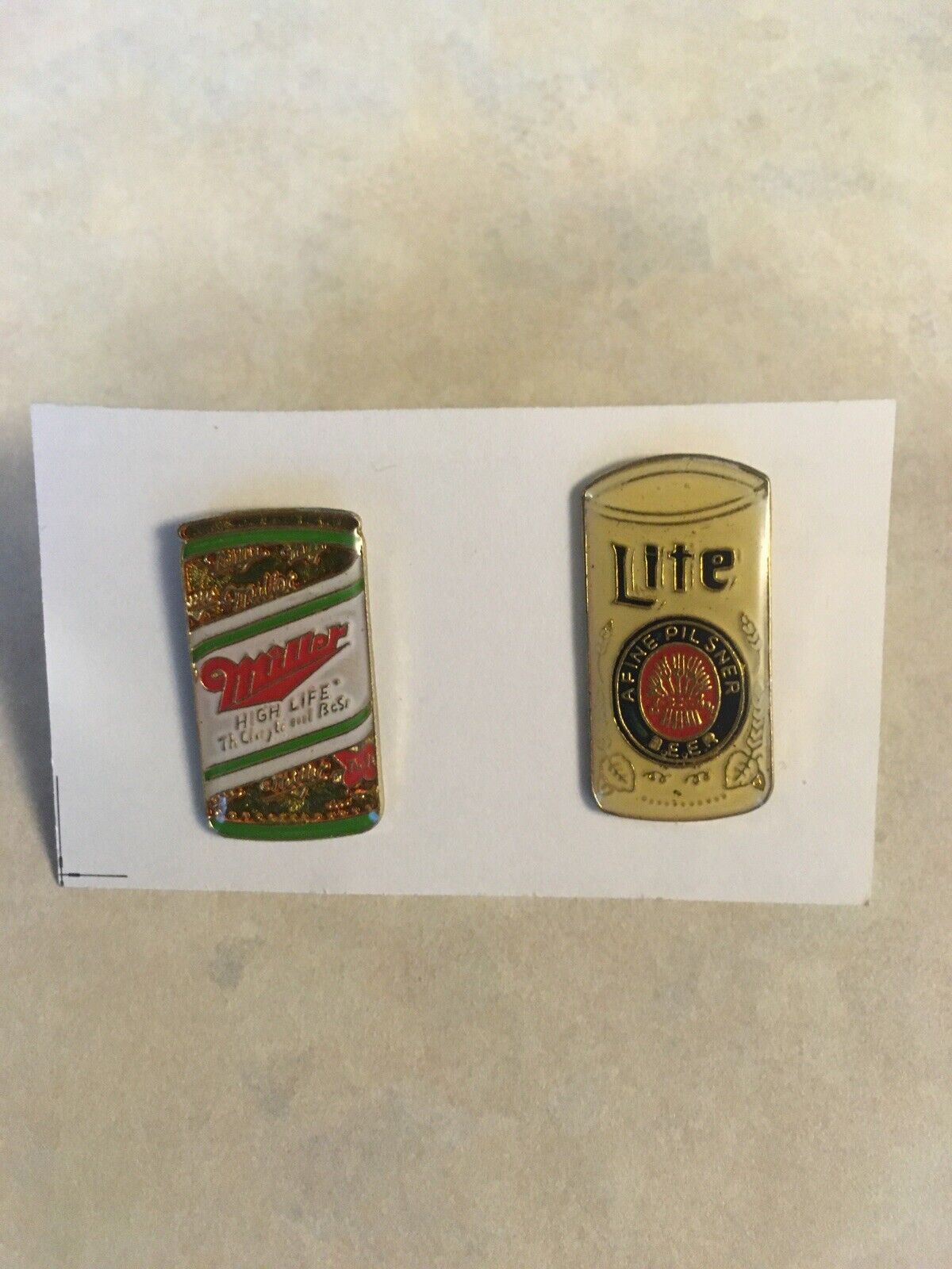 Vintage Miller High Life & Lite Beer Can  Enamel Pins Lot of 2