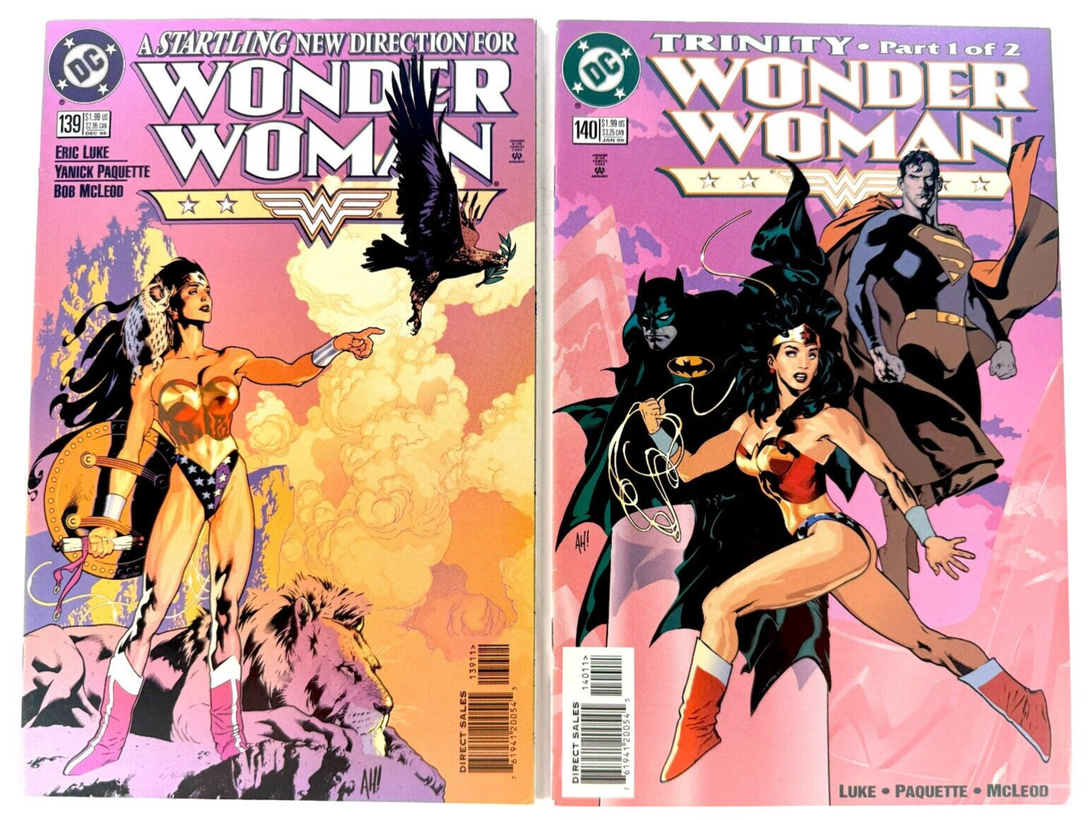 DC Wonder woman (1998-99) #139-140 ADAM HUGHES Good Girl Cover LOT VF/NM to NM-