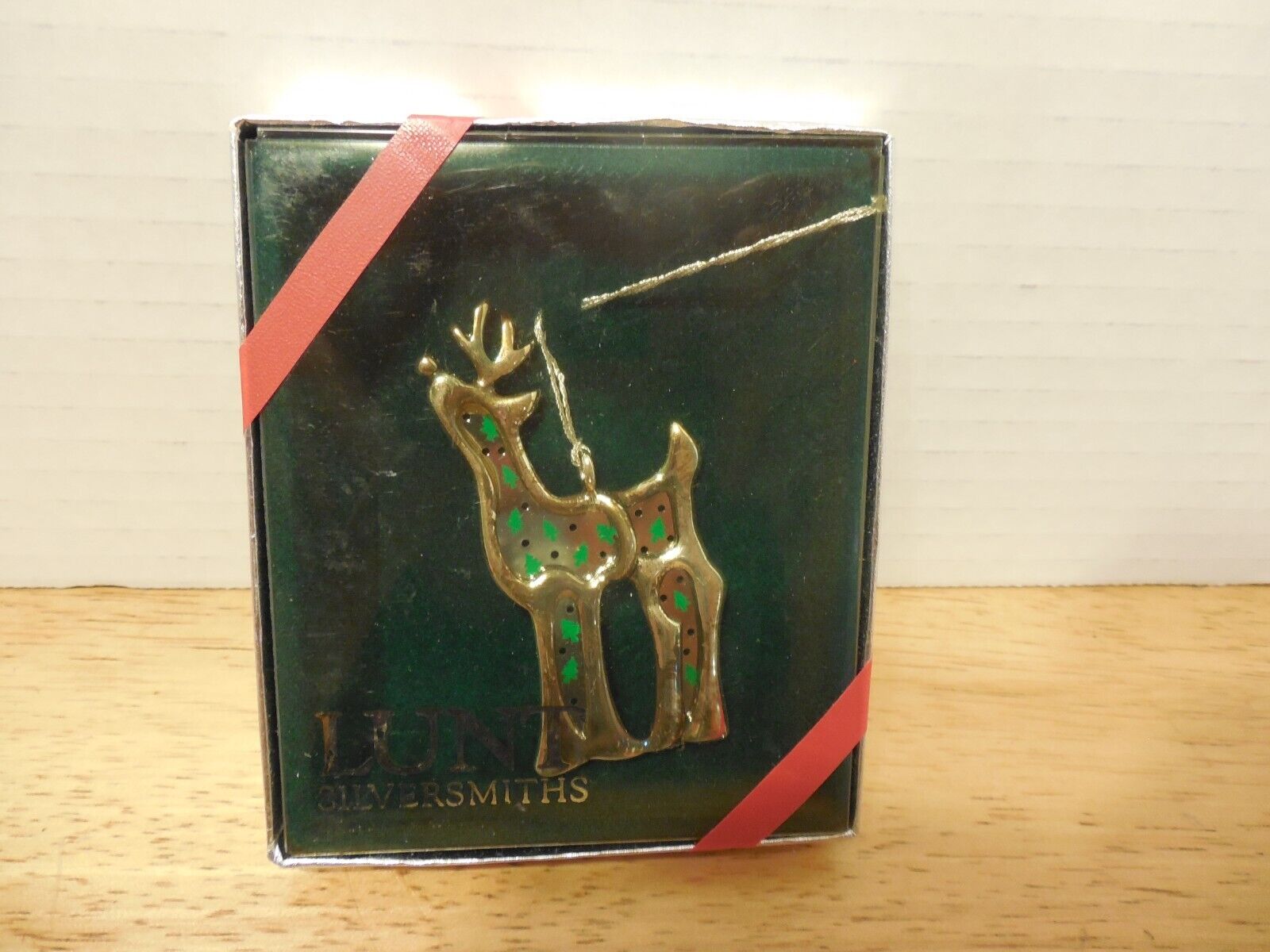 Vintage  Lunt Silversmiths Metal Snowman Christmas Reindeer Ornament