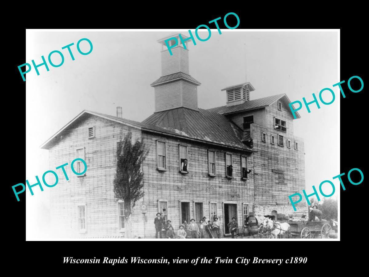 OLD POSTCARD SIZE PHOTO OF WISCONSIN RAPIDS WI THE TWIN CITY BREWERY c1890