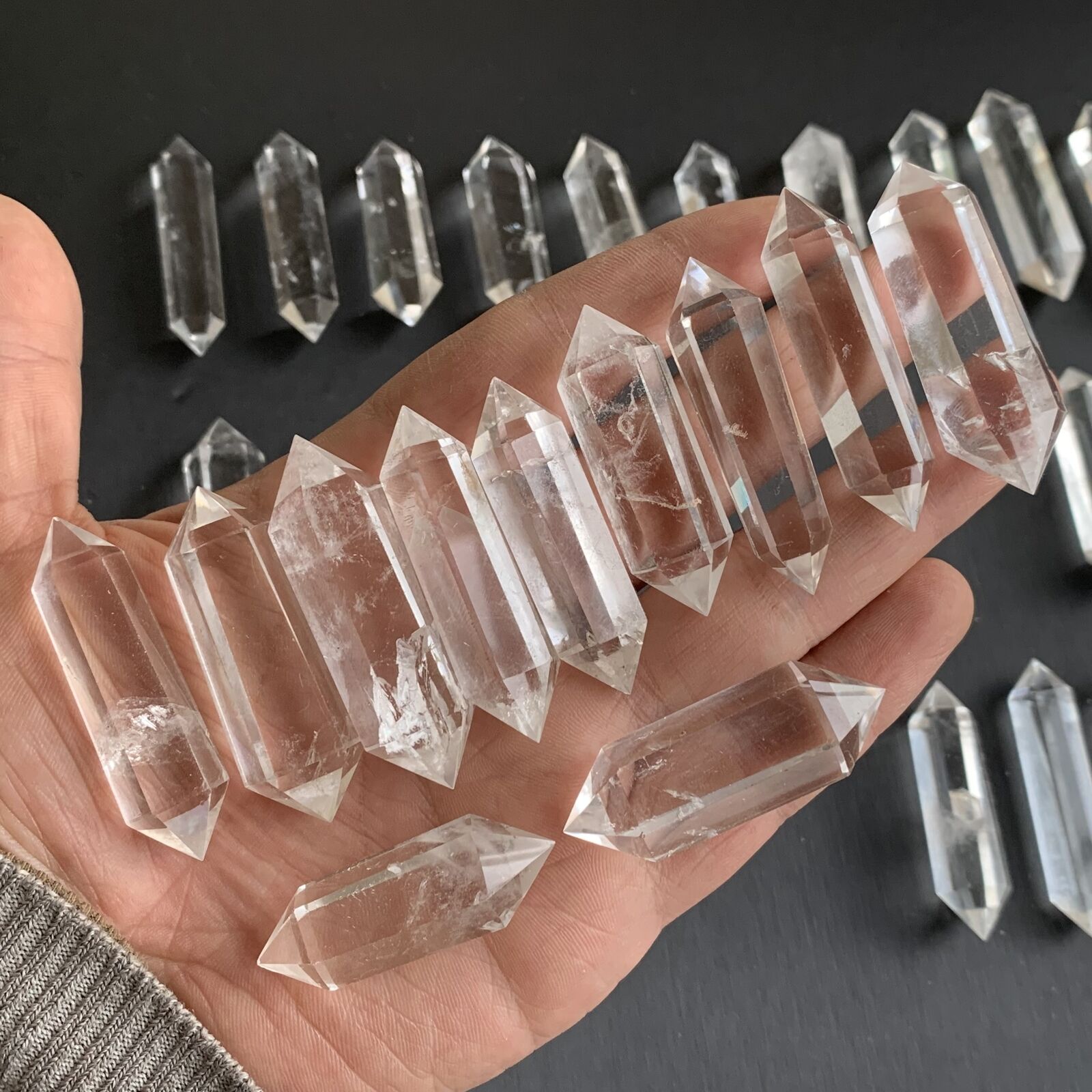 10pcs Natural clear quartz obelisk crystal double wand point healing 40-60mm