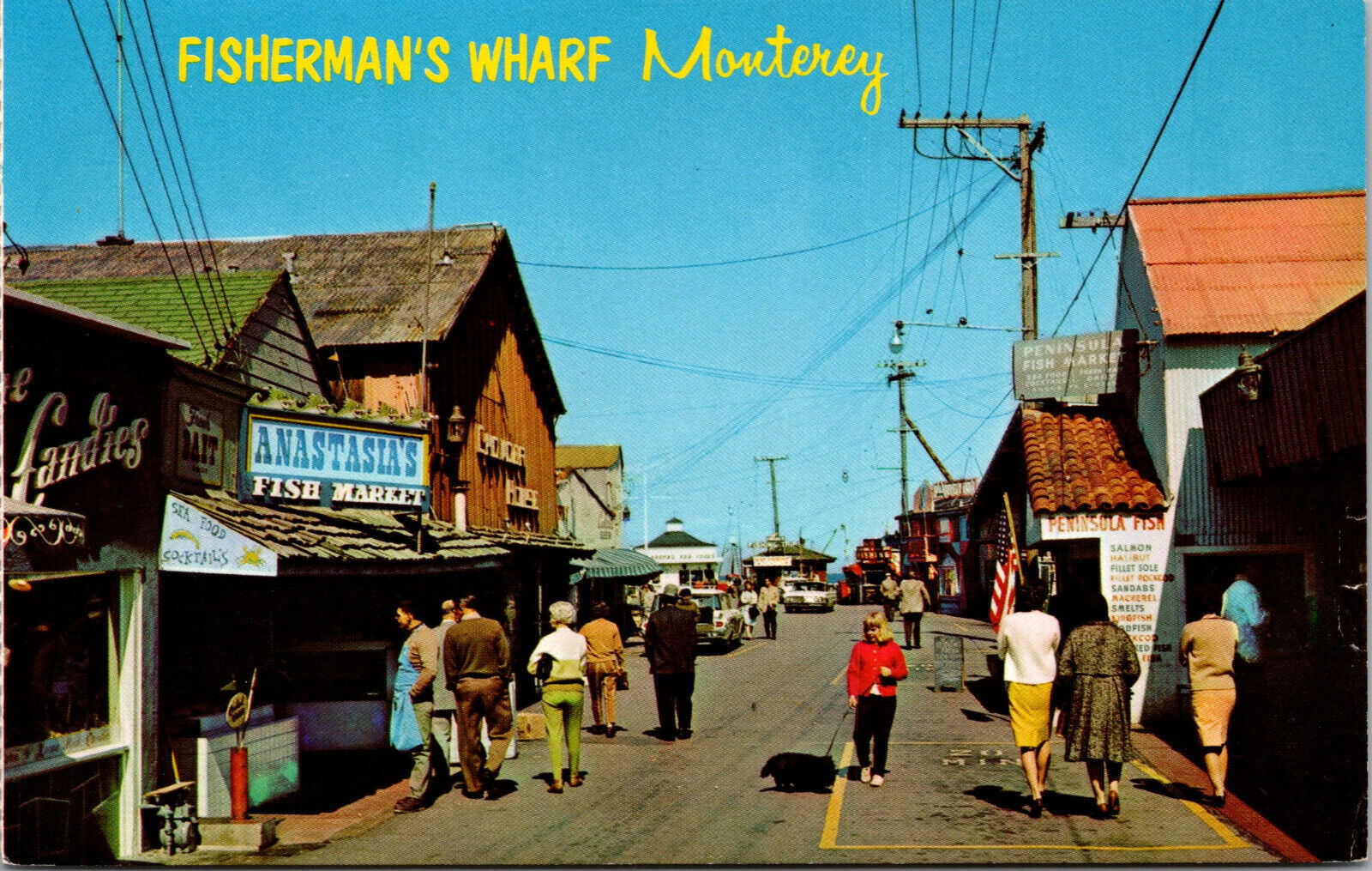 Vtg Old Fisherman\'s Wharf Fish Market Monterey California CA Unused Postcard