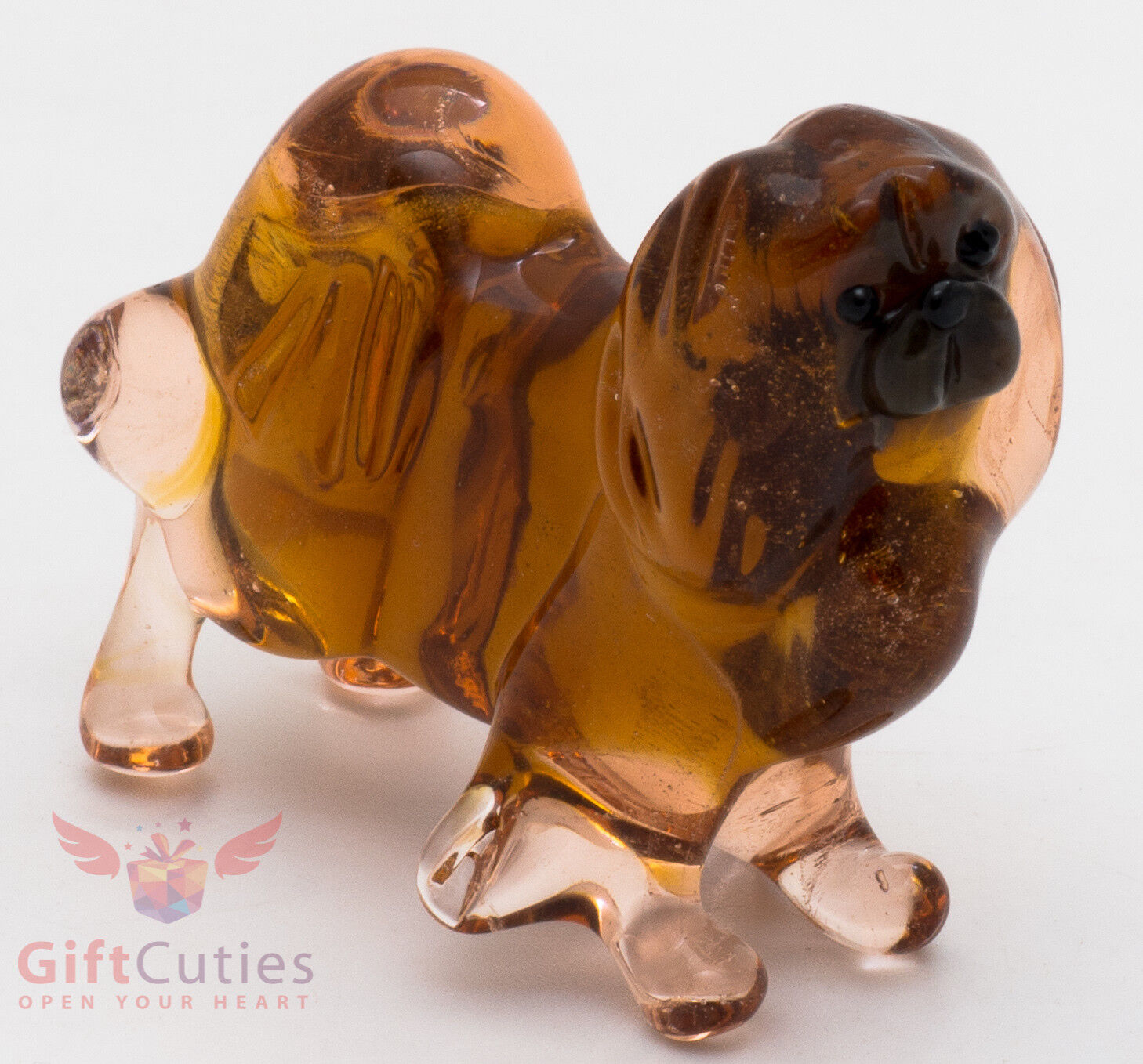 Art Blown Glass Figurine of the Pekingese dog