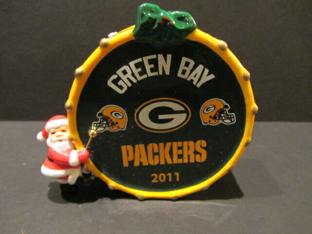 EUC-2011 Danbury Mint NFL GREEN BAY PACKERS Annual Christmas Ornament-DRUM   Box