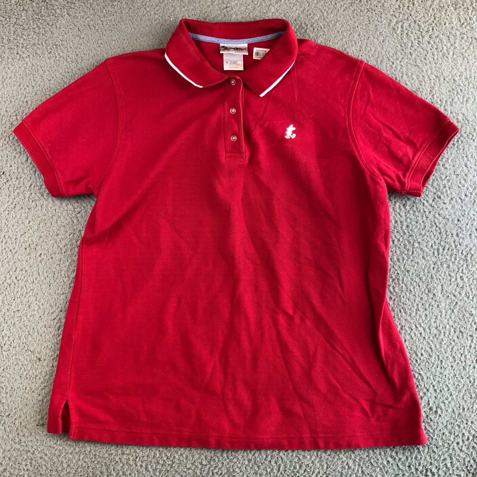 Walt Disney World Shirt Women\'s XL Red Short Sleeve Polo Collared Mickey Logo