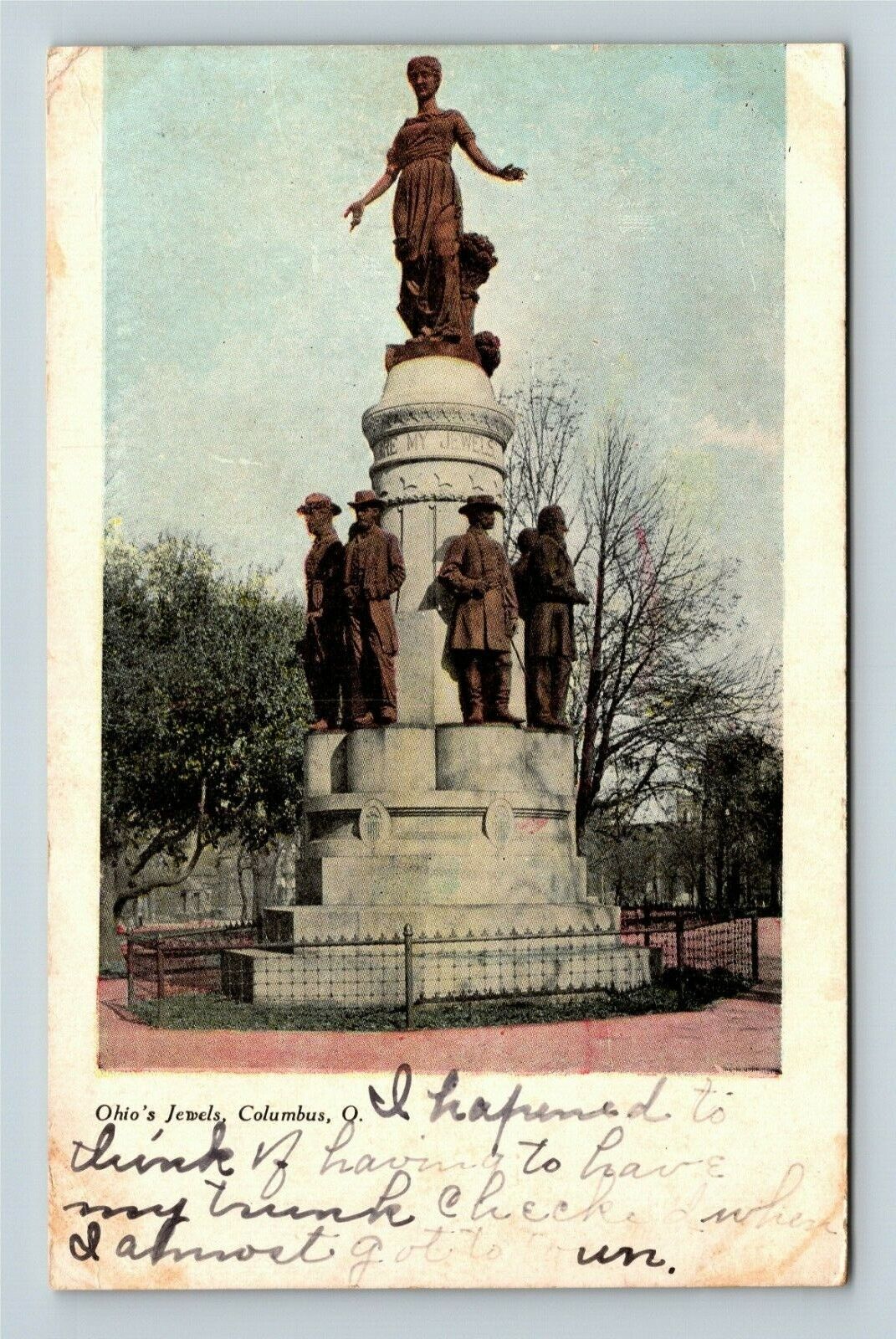 Columbus OH, Ohio\'s Jewels Monument, Ohio c1908 Vintage Postcard
