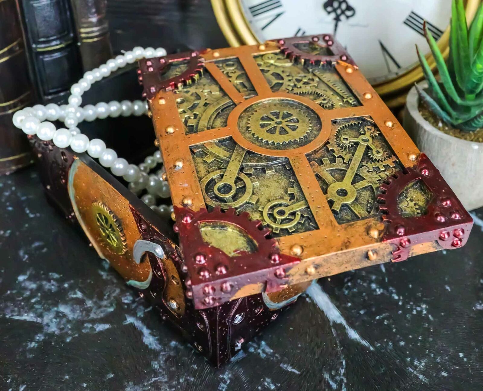 Ebros Steampunk Gears Clockwork Decorative Box Figurine 5