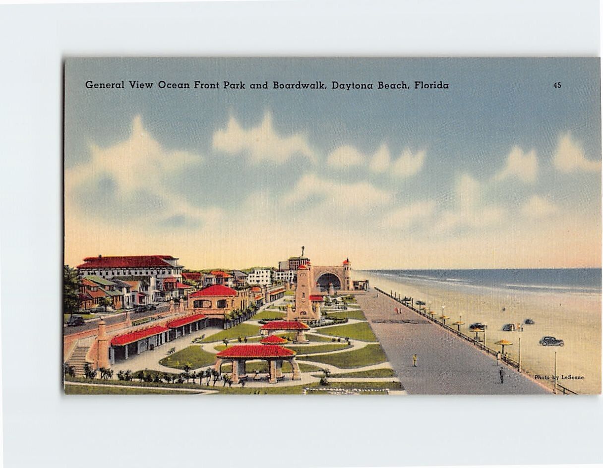 Postcard General View Ocean Front Park & Boardwalk Daytona Beach Florida USA