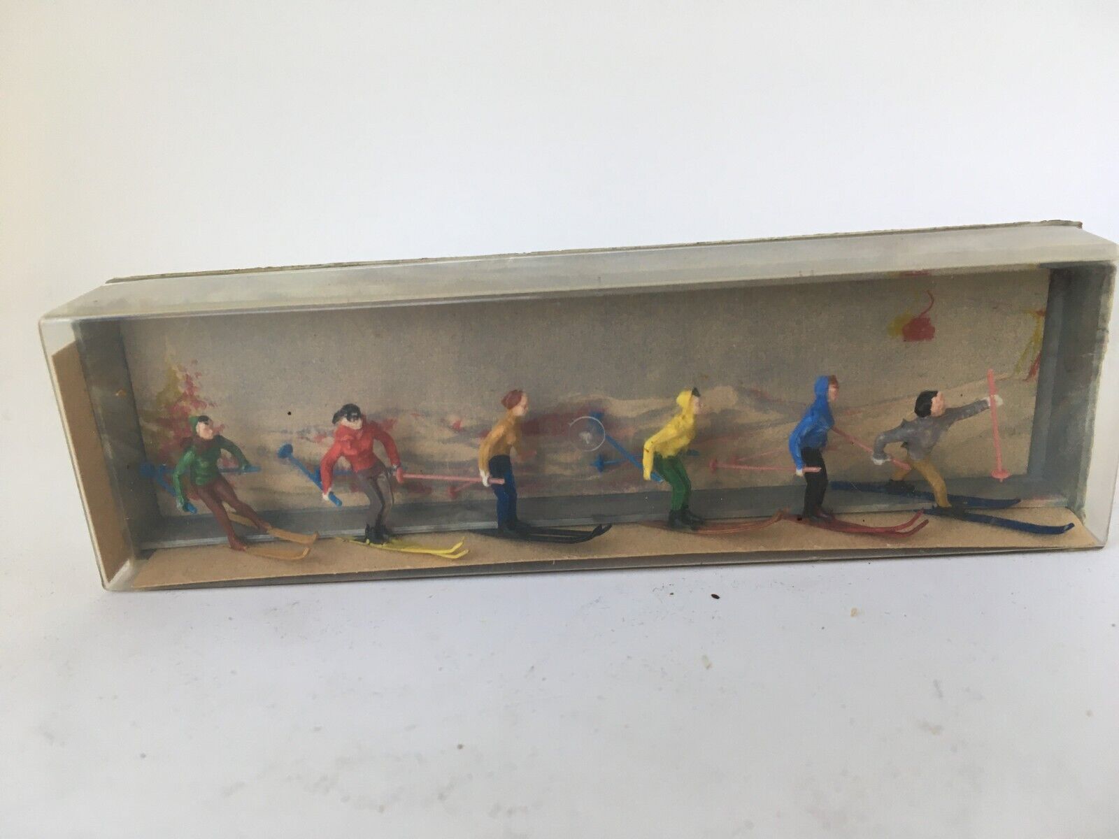 Vintage Walter Mertin Miniature Plastic Diorama Women Skiers ~ West Germany
