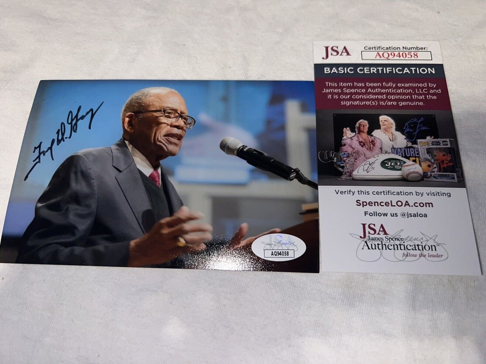 Fred Gray Signed 4x6 Photo Prominent Civil Rights Lawyer JSA Auth #3