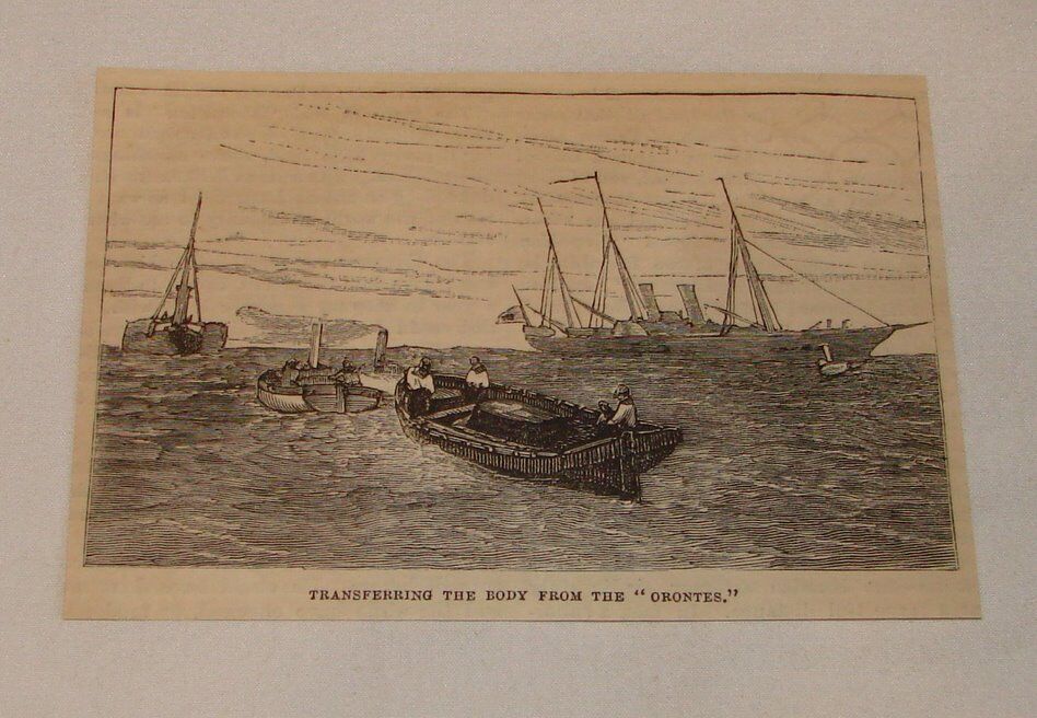 1879 magazine engraving ~ TRANSFERING NAPOLEON IV FROM \'Orontes\'