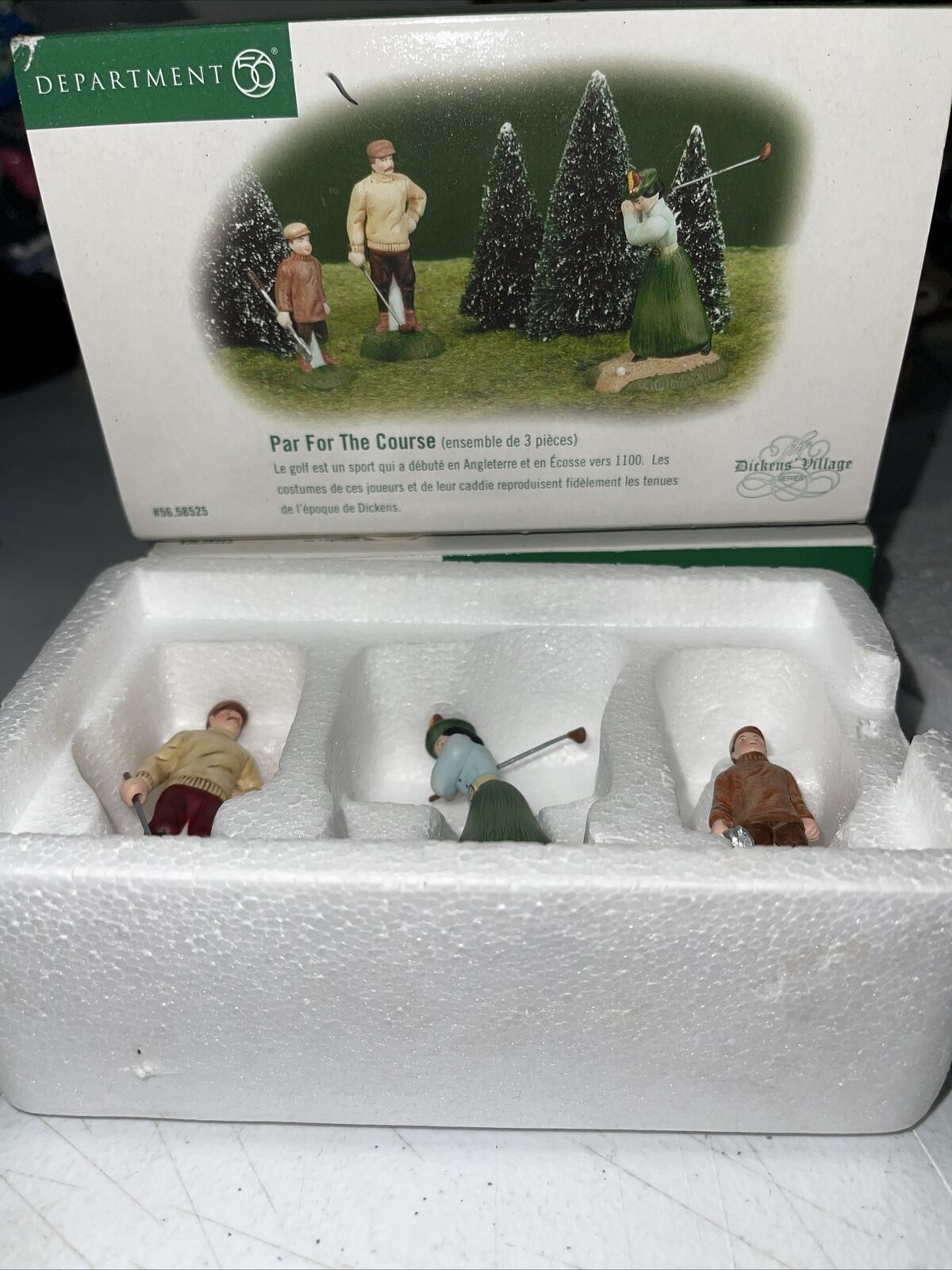 Dept 56 Dickens Village PAR FOR THE COURSE Three Golfers in Box / Foam 5852-5