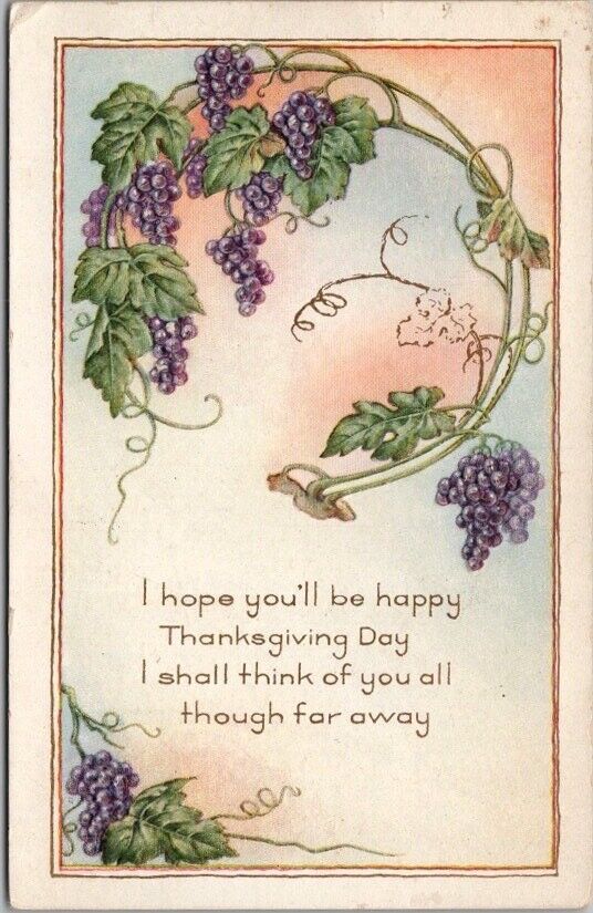 Whitney THANKSGIVING Postcard Grapes \