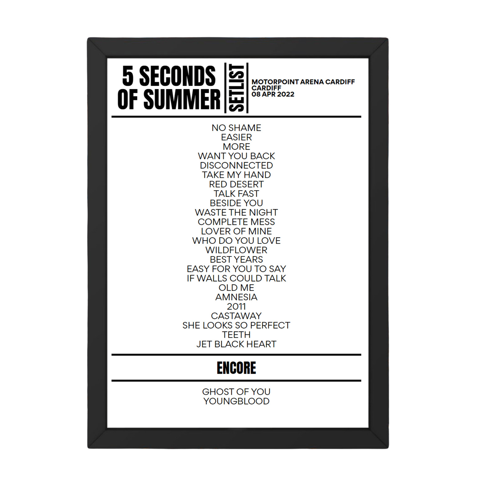 5 Seconds of Summer Setlist Cardiff April 8 2022