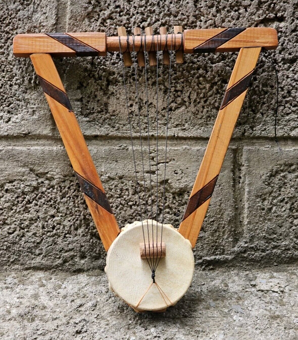 Ethiopian Handmade Miniature Krar Wooden Instrument Folk Art Decoration ክራር