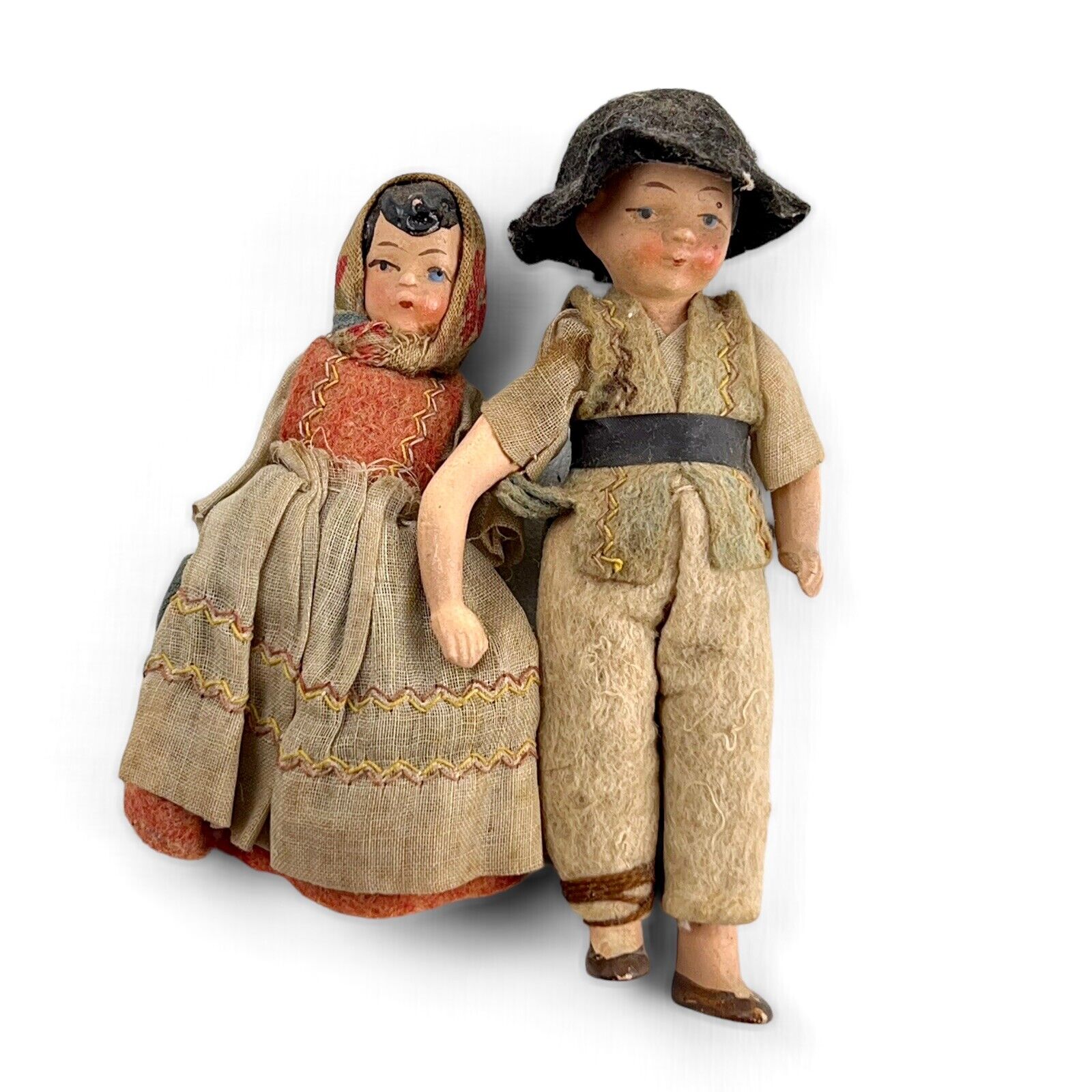 Pr-Vintage Bisque Japanese 4 In Hungarian Dolls-original Clothes