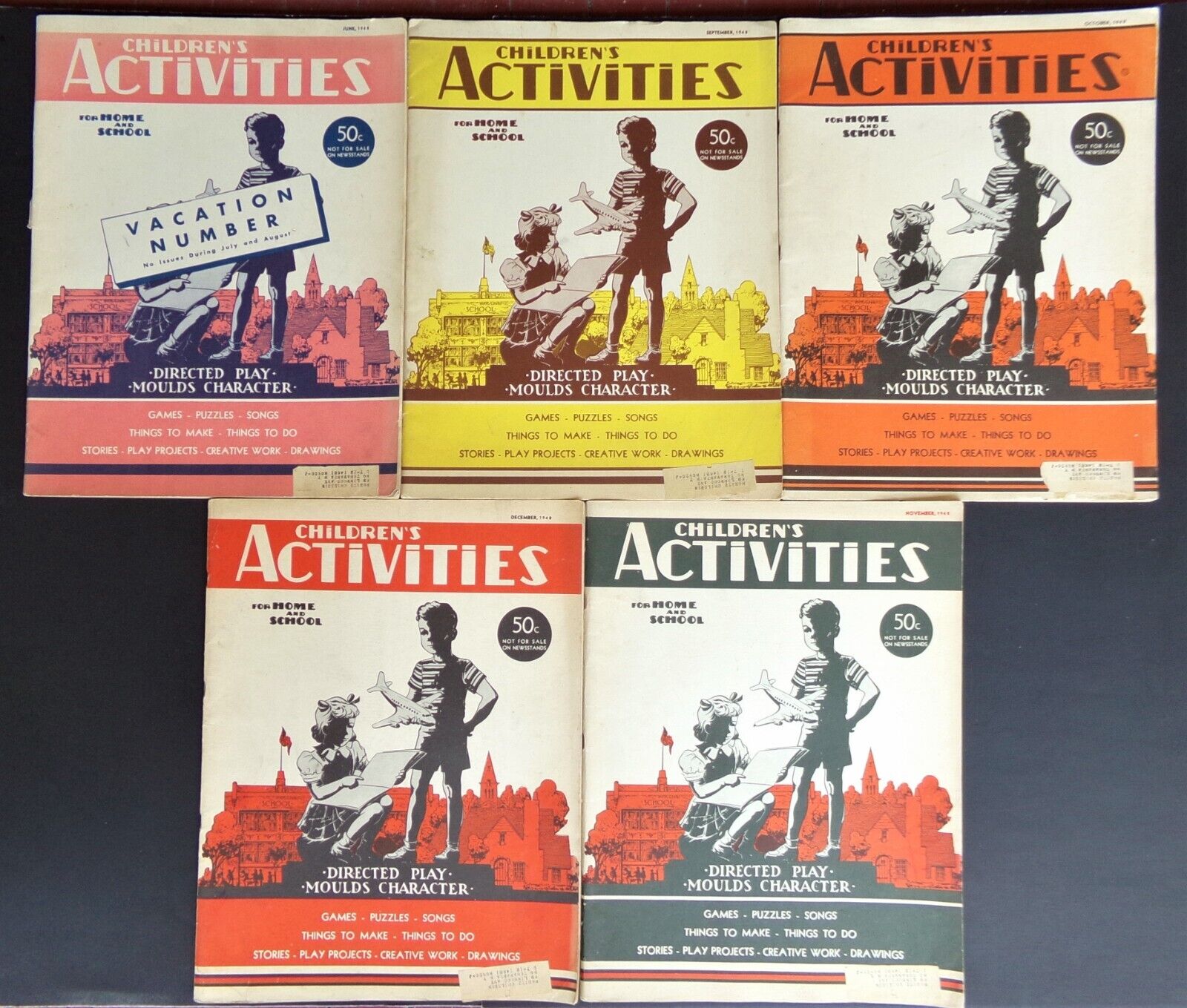 Childrens Activities Magazine Lot (5) 1948 Vintage Advertisements Games Projects